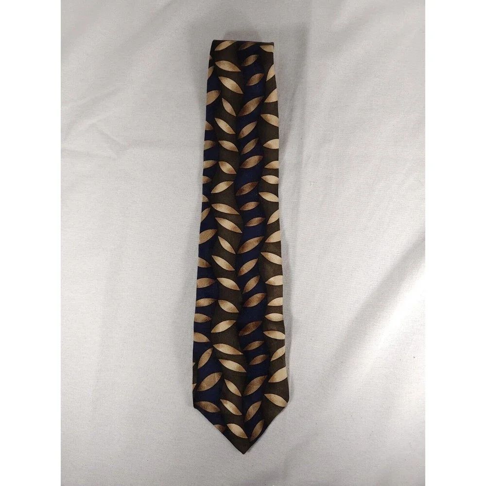 Ashberry Men’s Tie 100% Silk‎ Made in USA blue green Gold